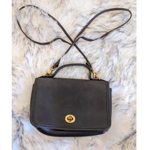 Vintage Black Leather Coach Crossbody Purse